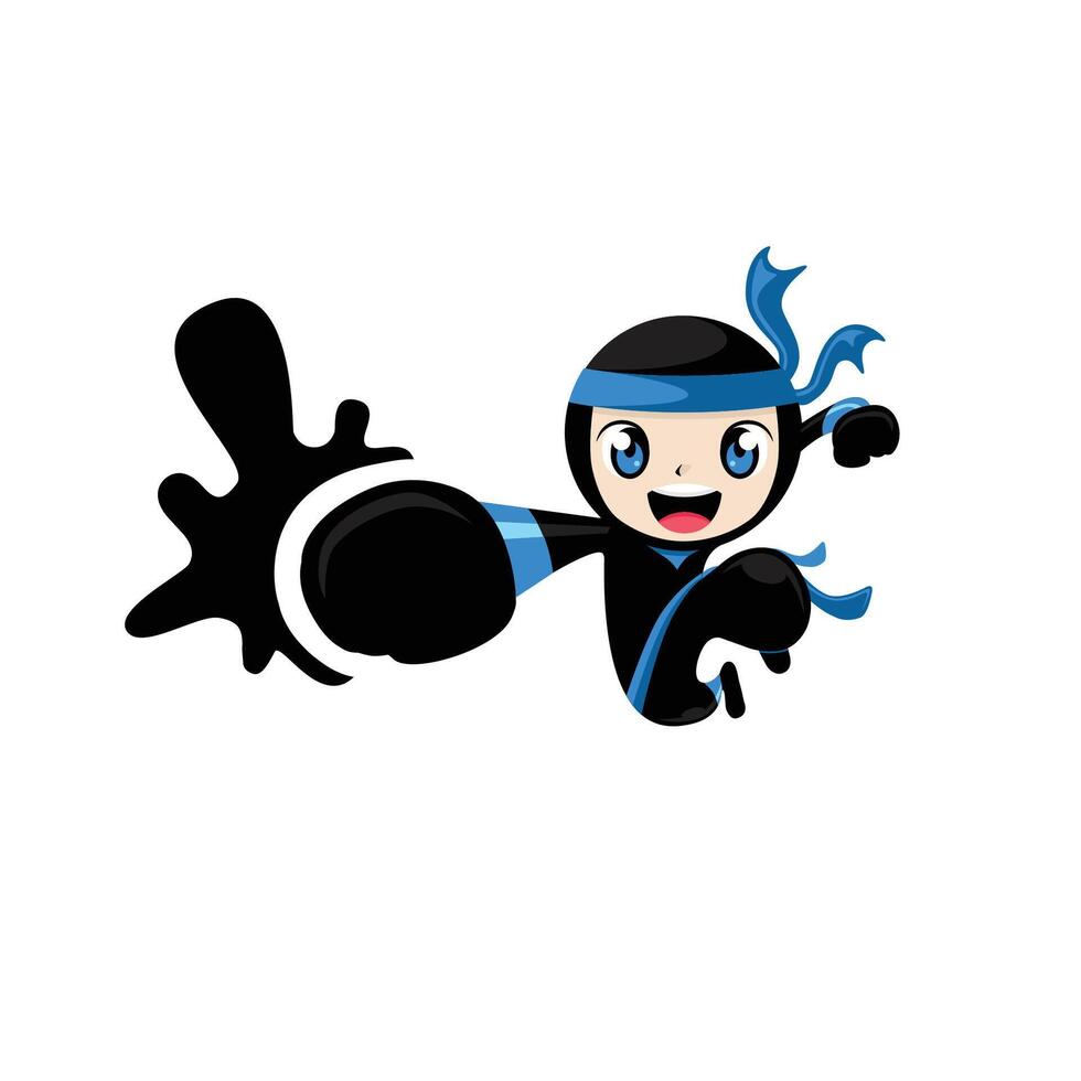friendly ninja poses hitting stains vector
