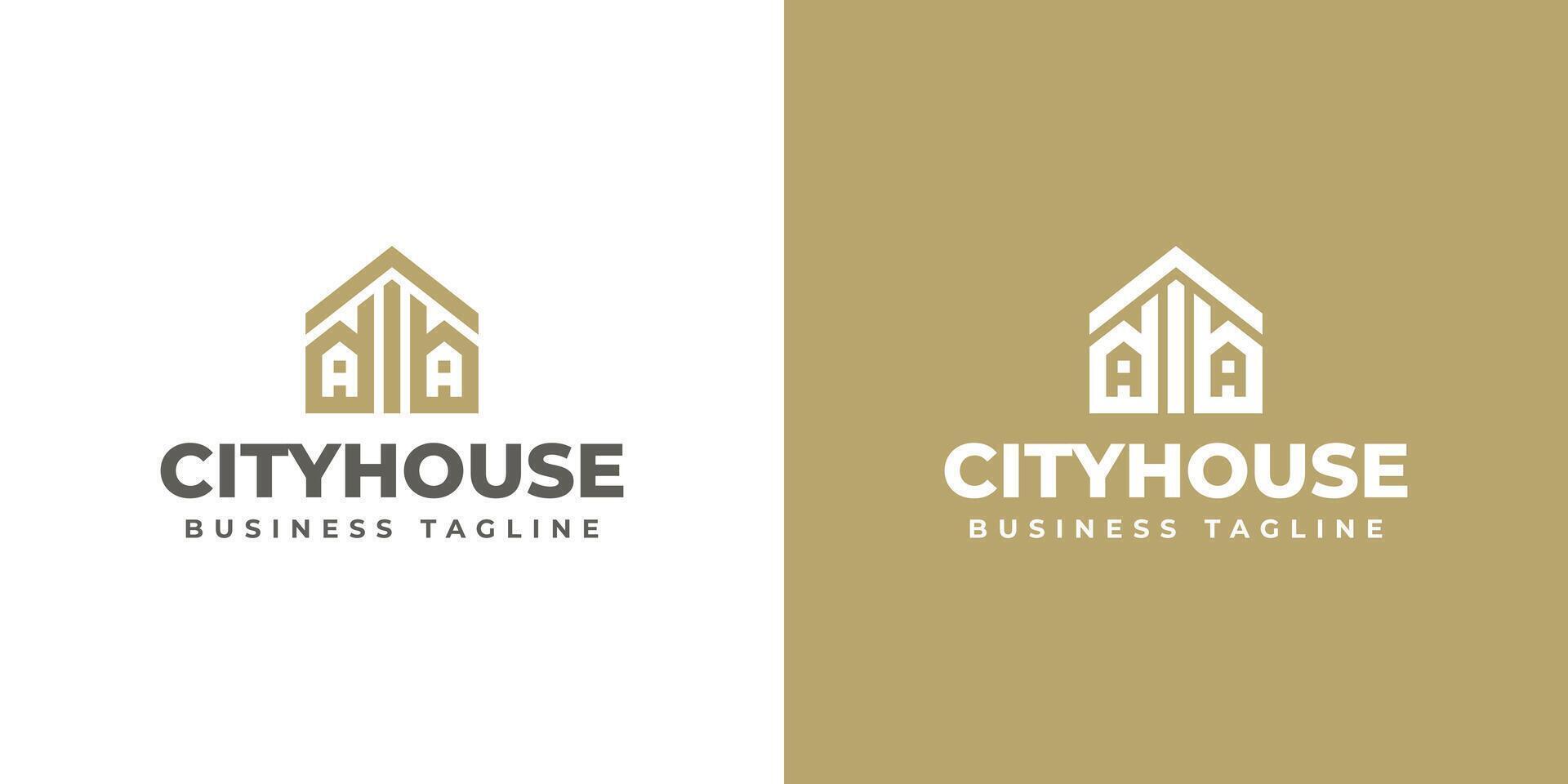 city house estate logo design vector