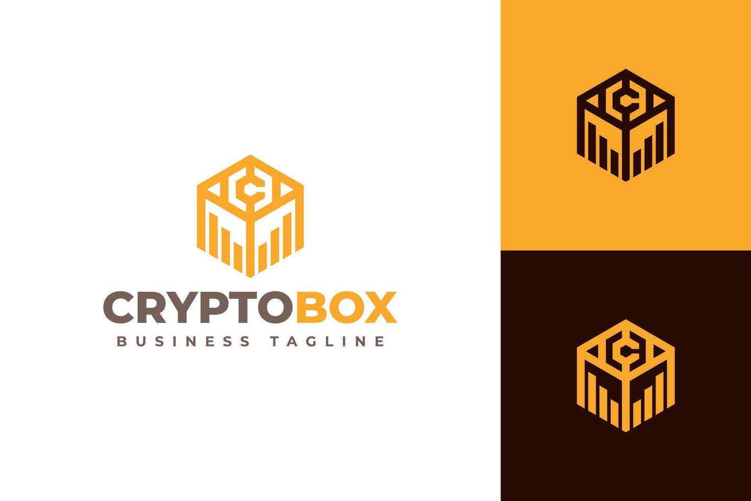crypto box logo design vector