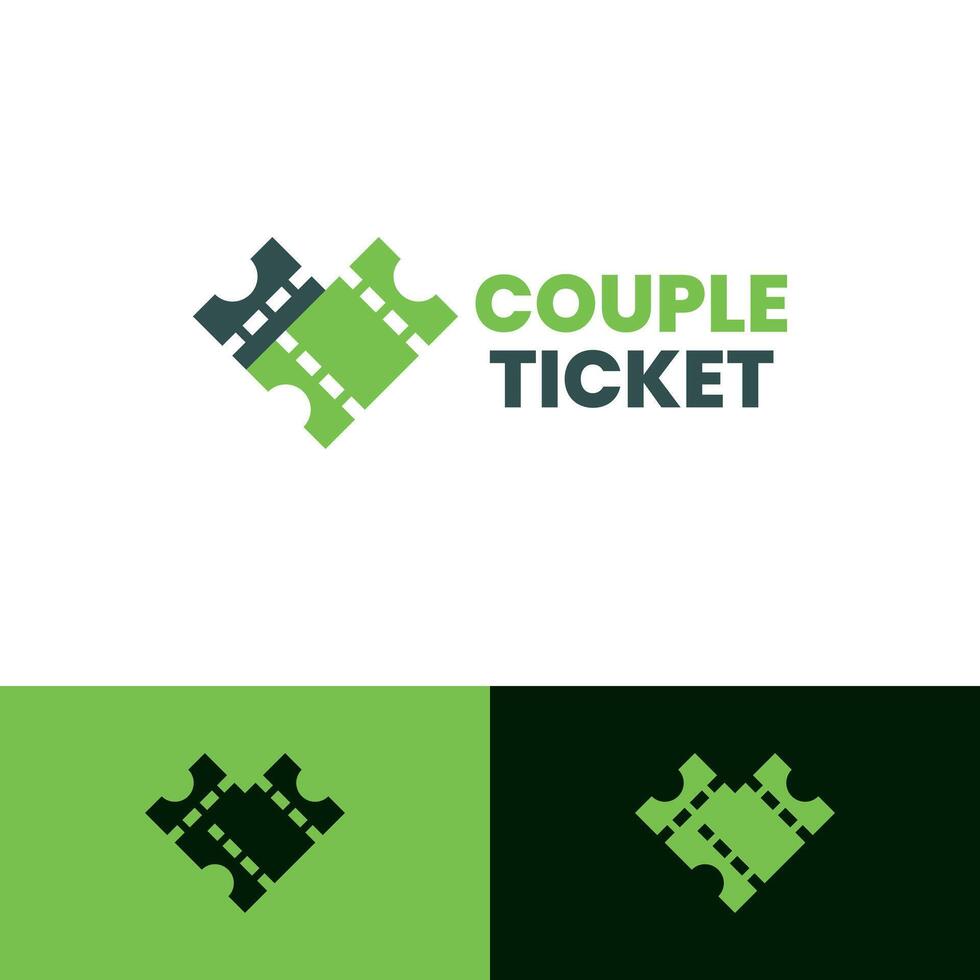 couple ticket logo design vector