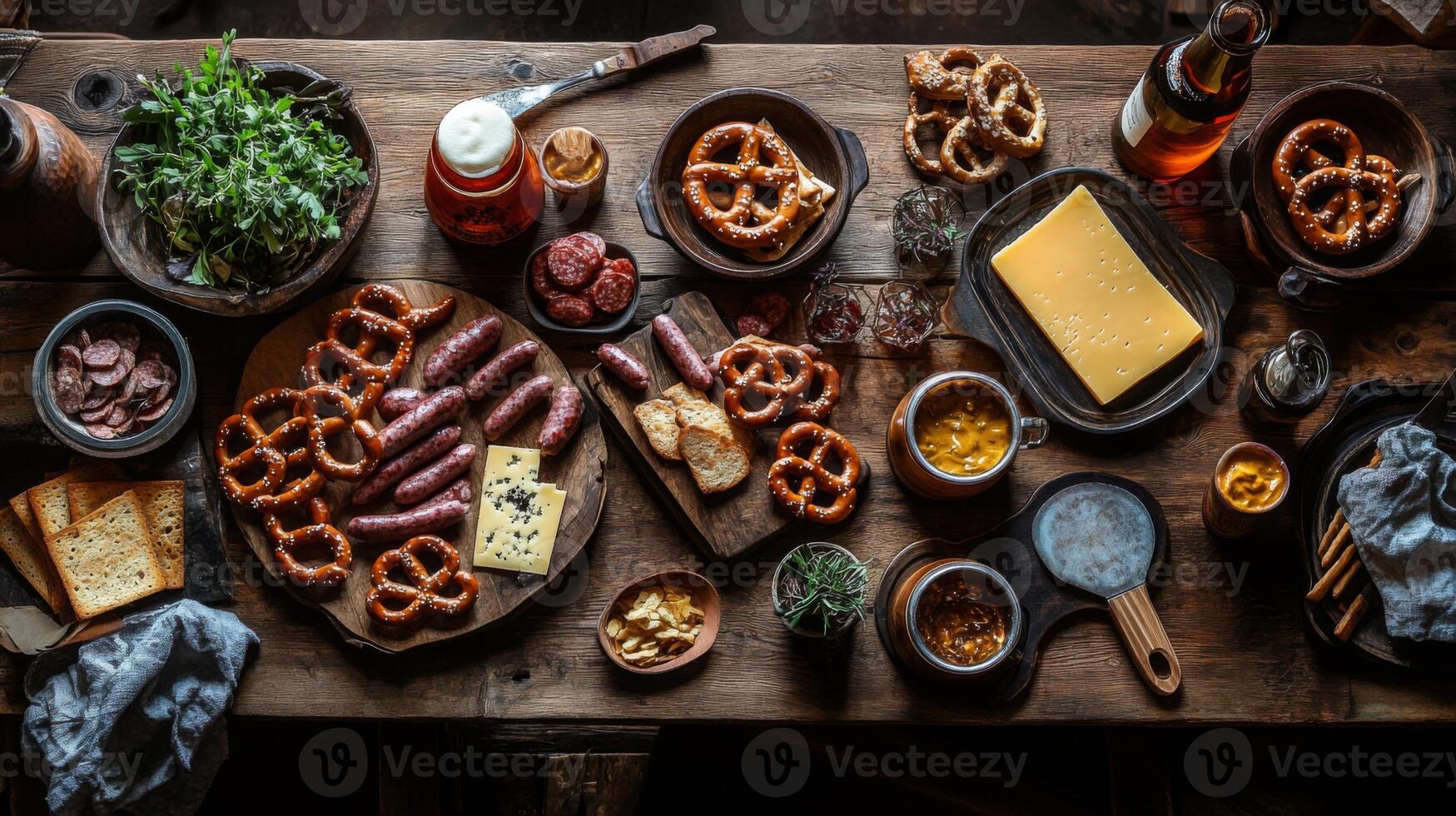 Rustic Table Spread of Appetizers and Drinks photo