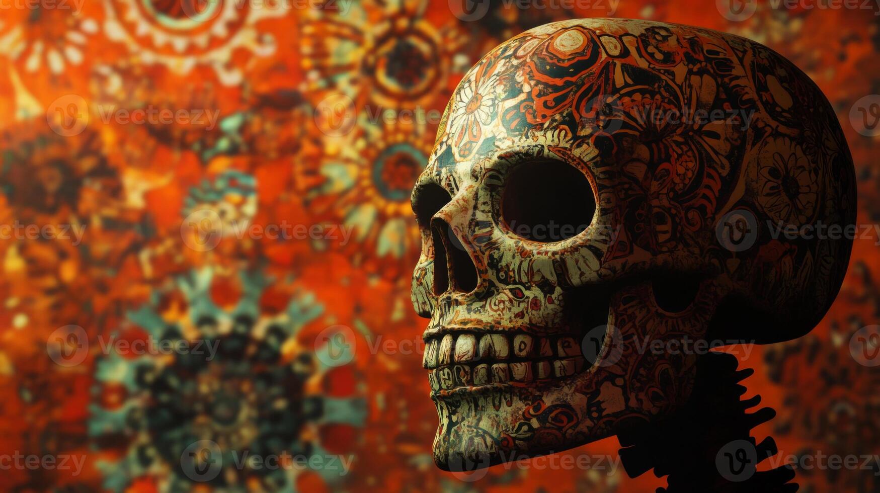 Decorated Skull with Abstract Background photo