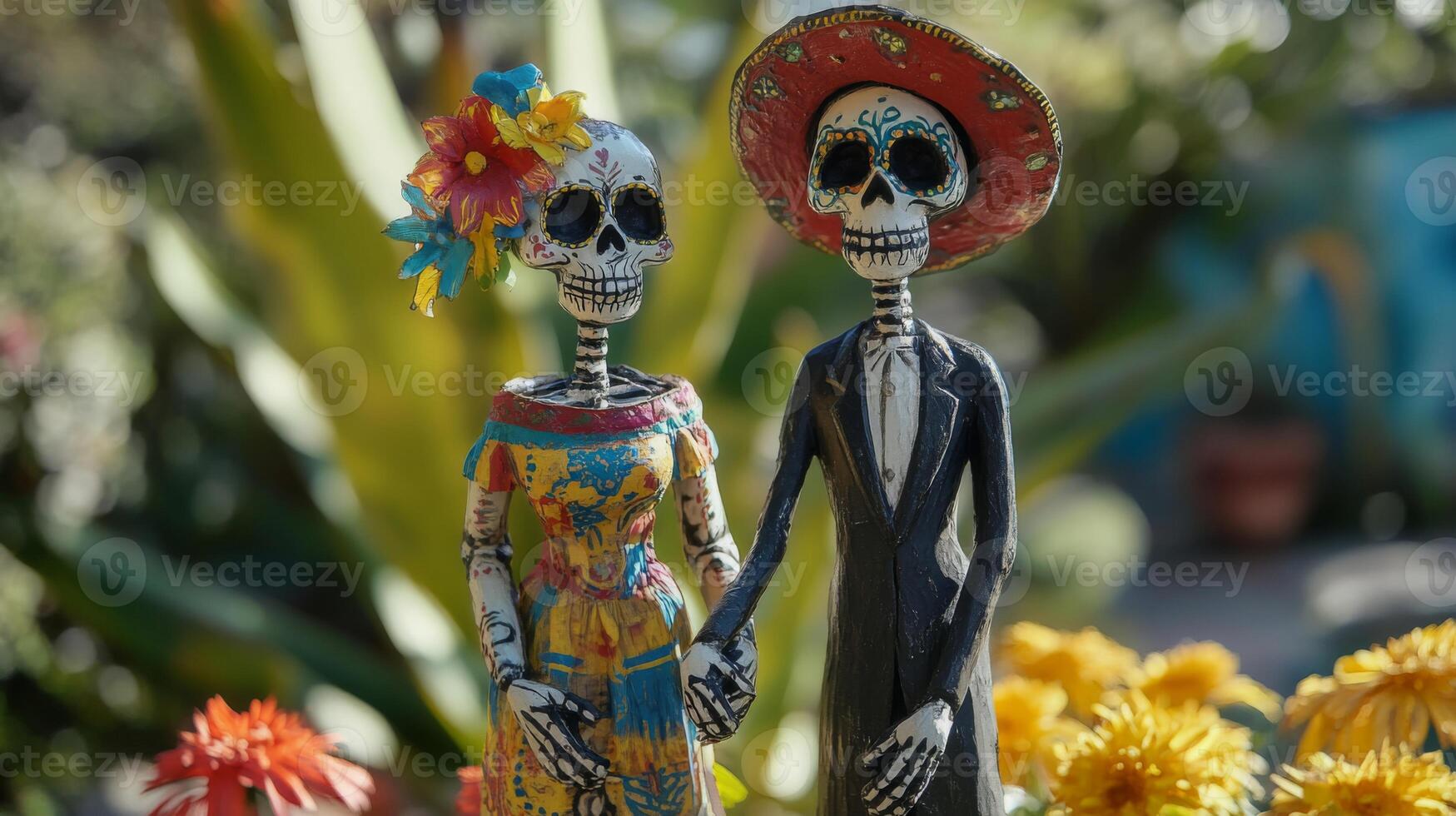 Day of the Dead Skeleton Couple Figurines photo