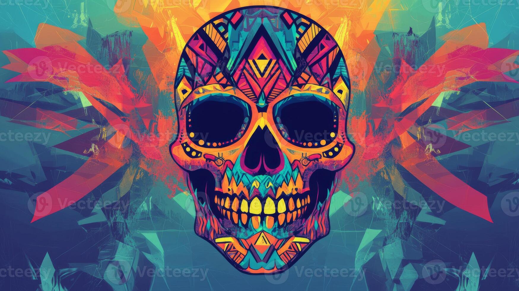 Colorful Geometric Skull with Abstract Background photo