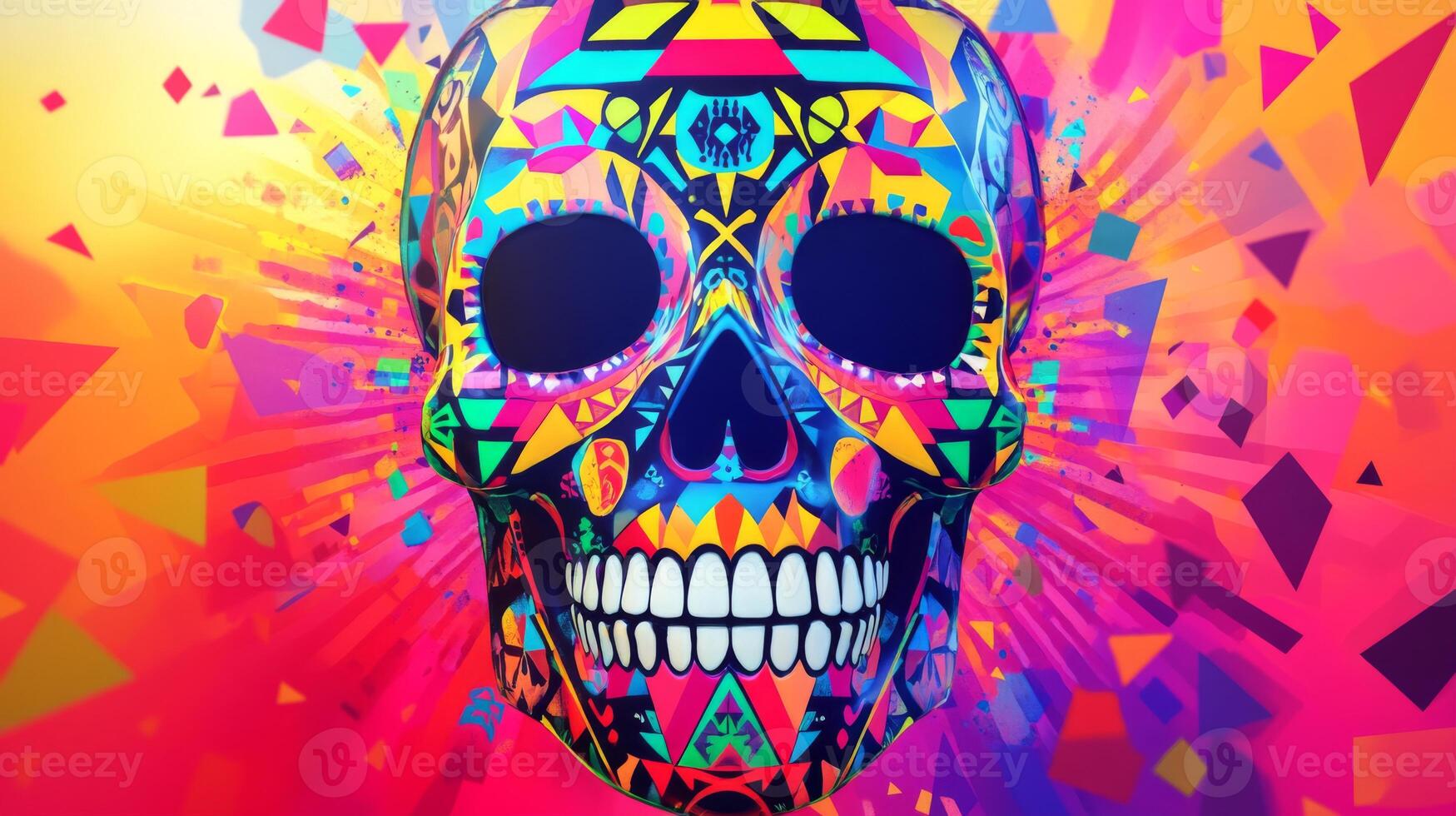 Colorful Geometric Skull with Abstract Background photo