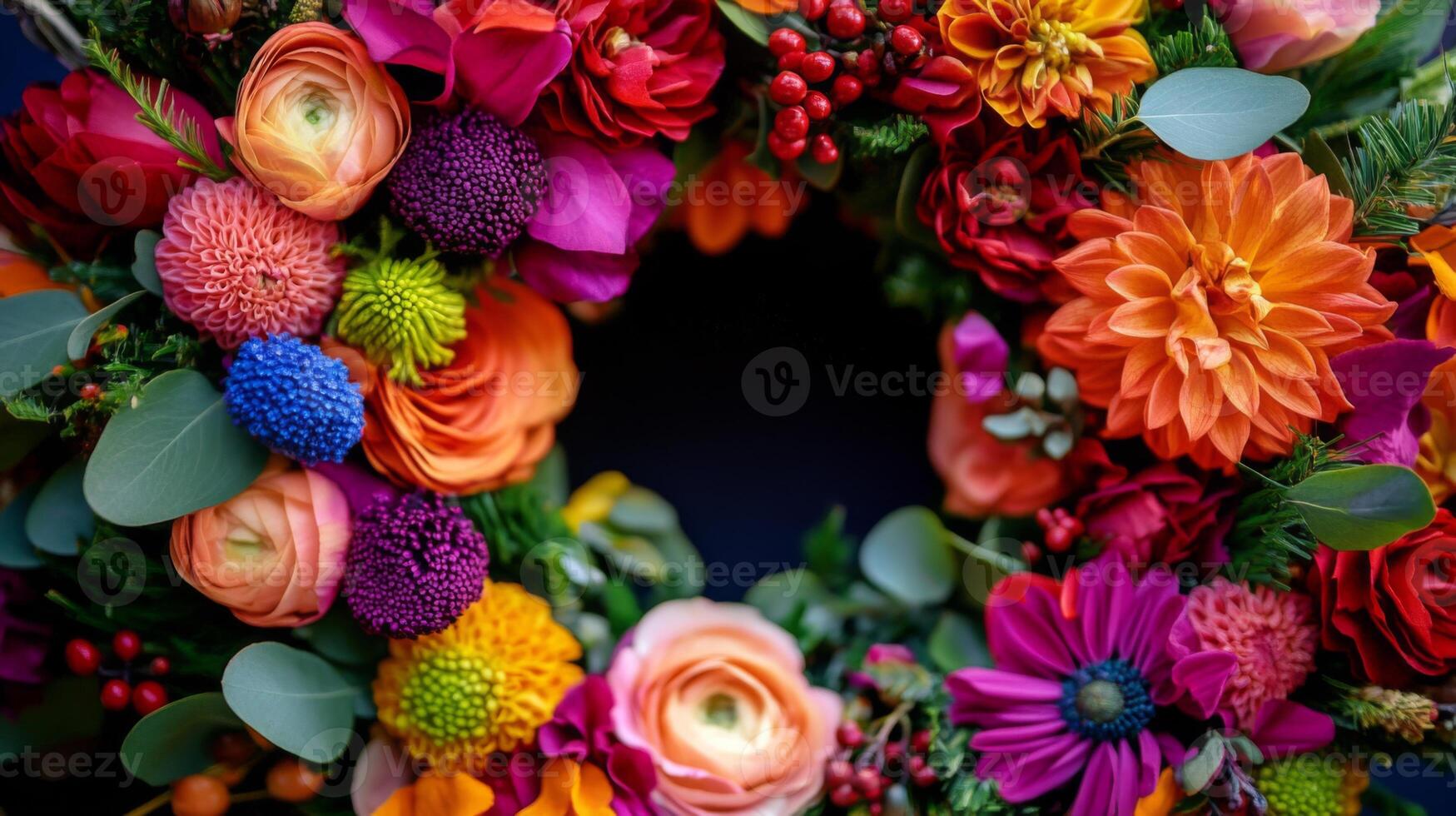 A Vibrant Floral Arrangement with a Dark Background photo