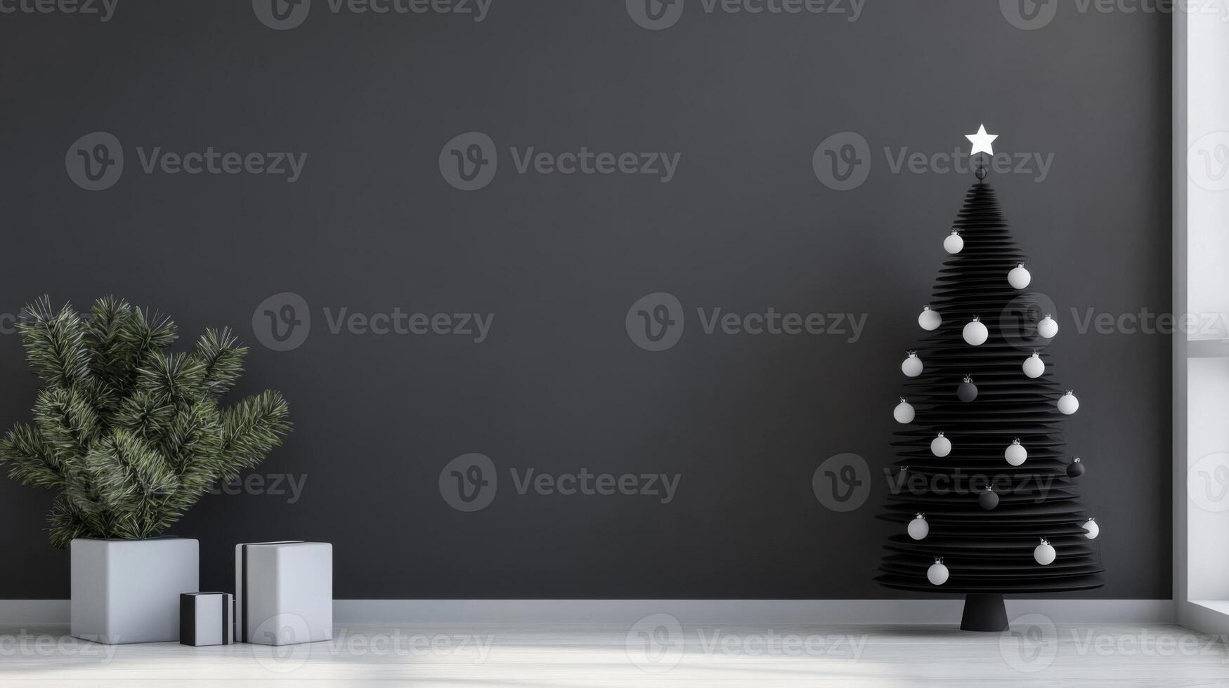 Minimalist Black and White Christmas Tree Decor photo