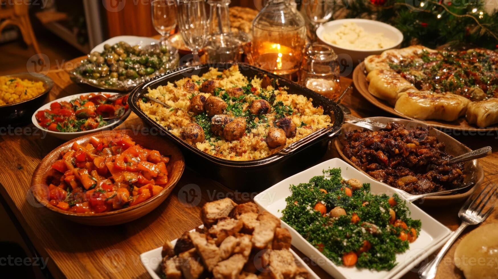 A Table Spread of Various Cuisines and Dishes photo