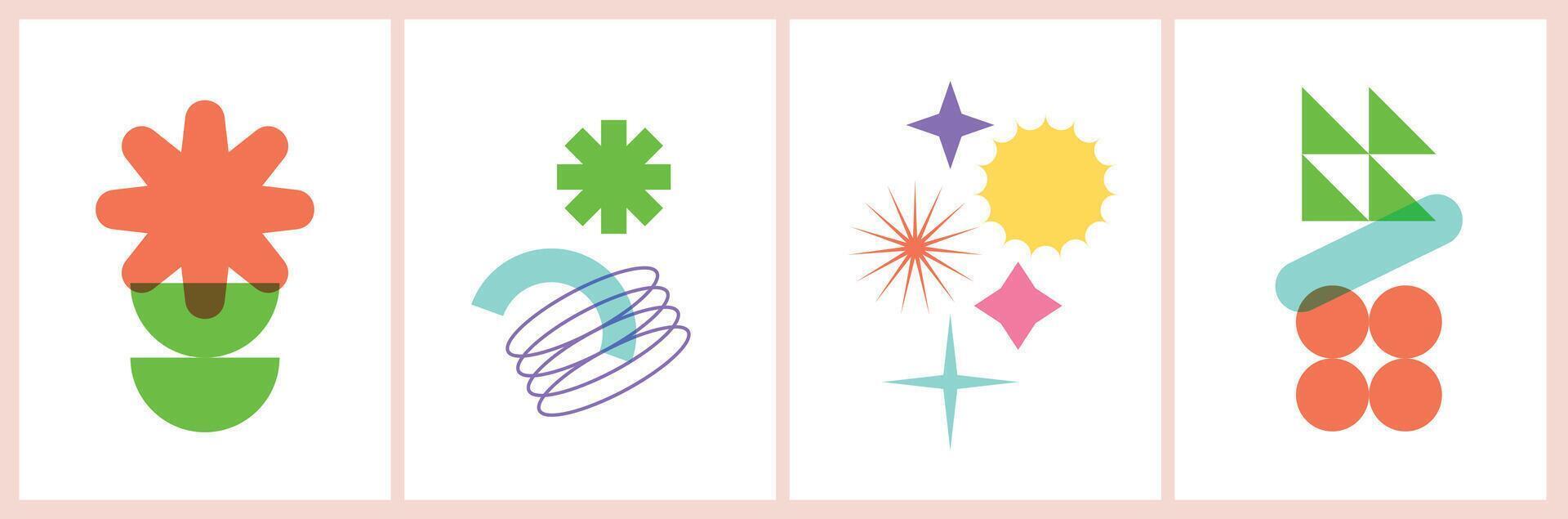 flat design colorful basic geometric shape collection set vector