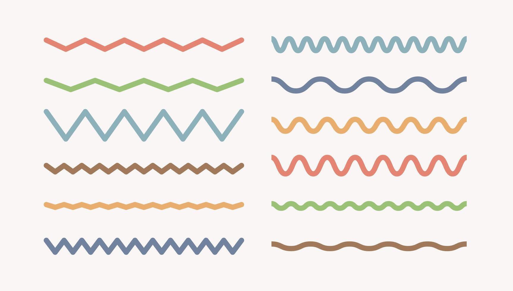 flat design colorful wavy lines collection set vector