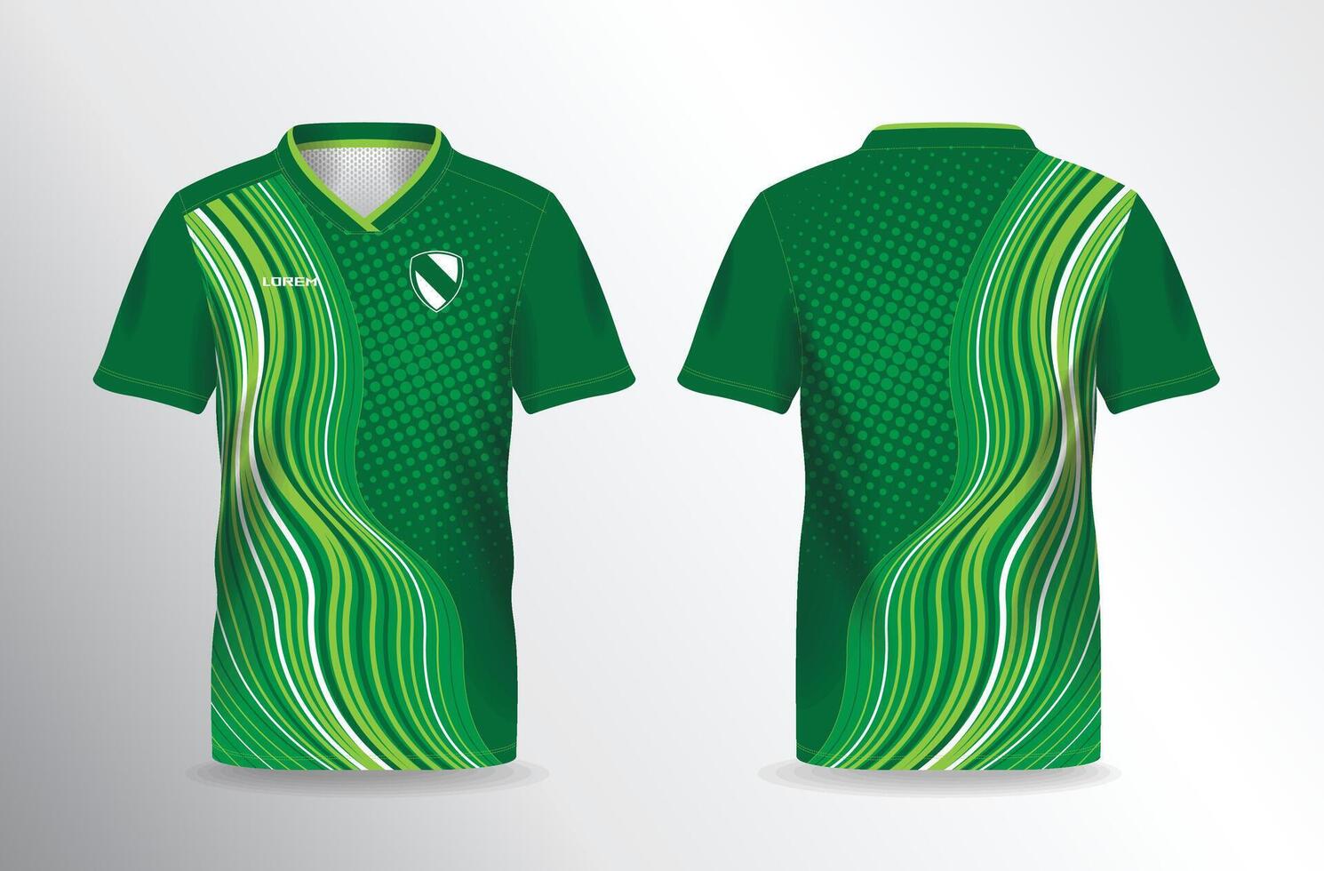 Green soccer jersey template, front and back view vector