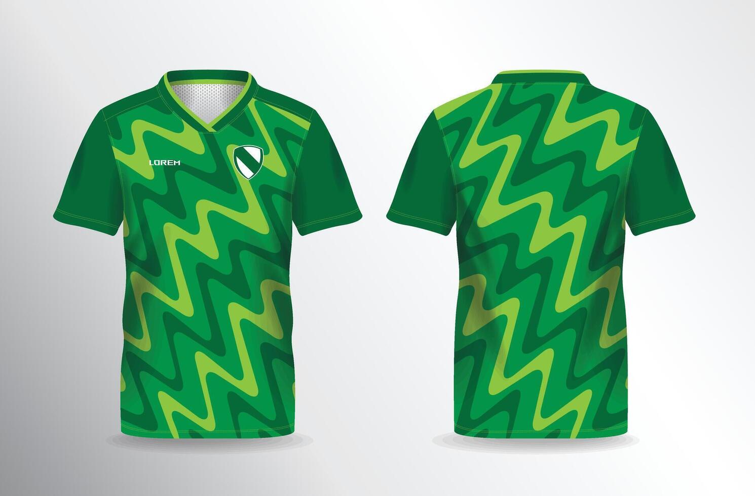 Green soccer jersey with a zigzag pattern vector