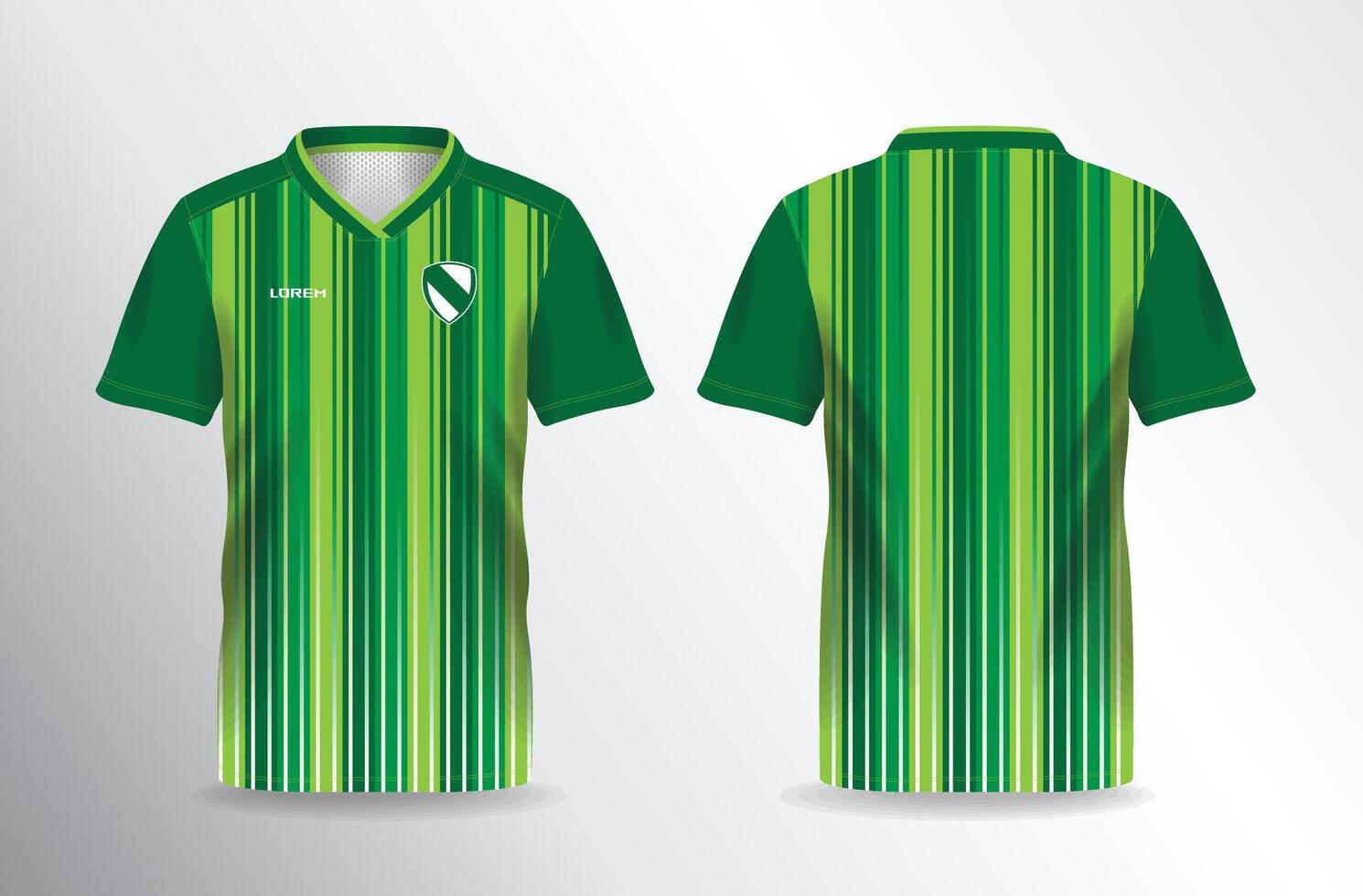 Green soccer jersey template, front and back view vector