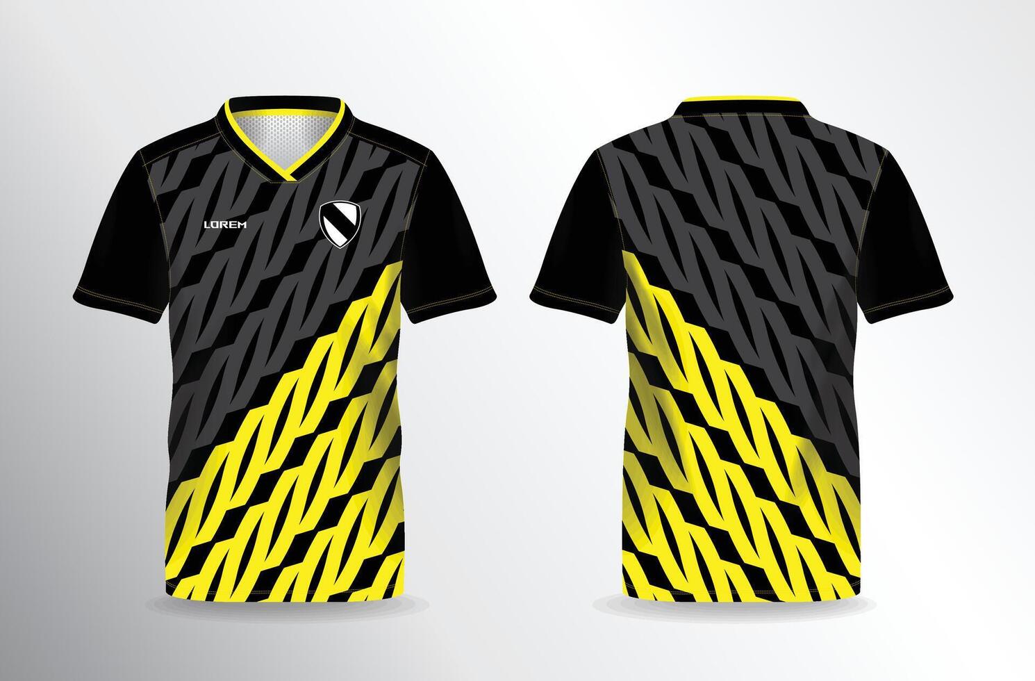 Black and yellow soccer jersey template, with a black and yellow design vector