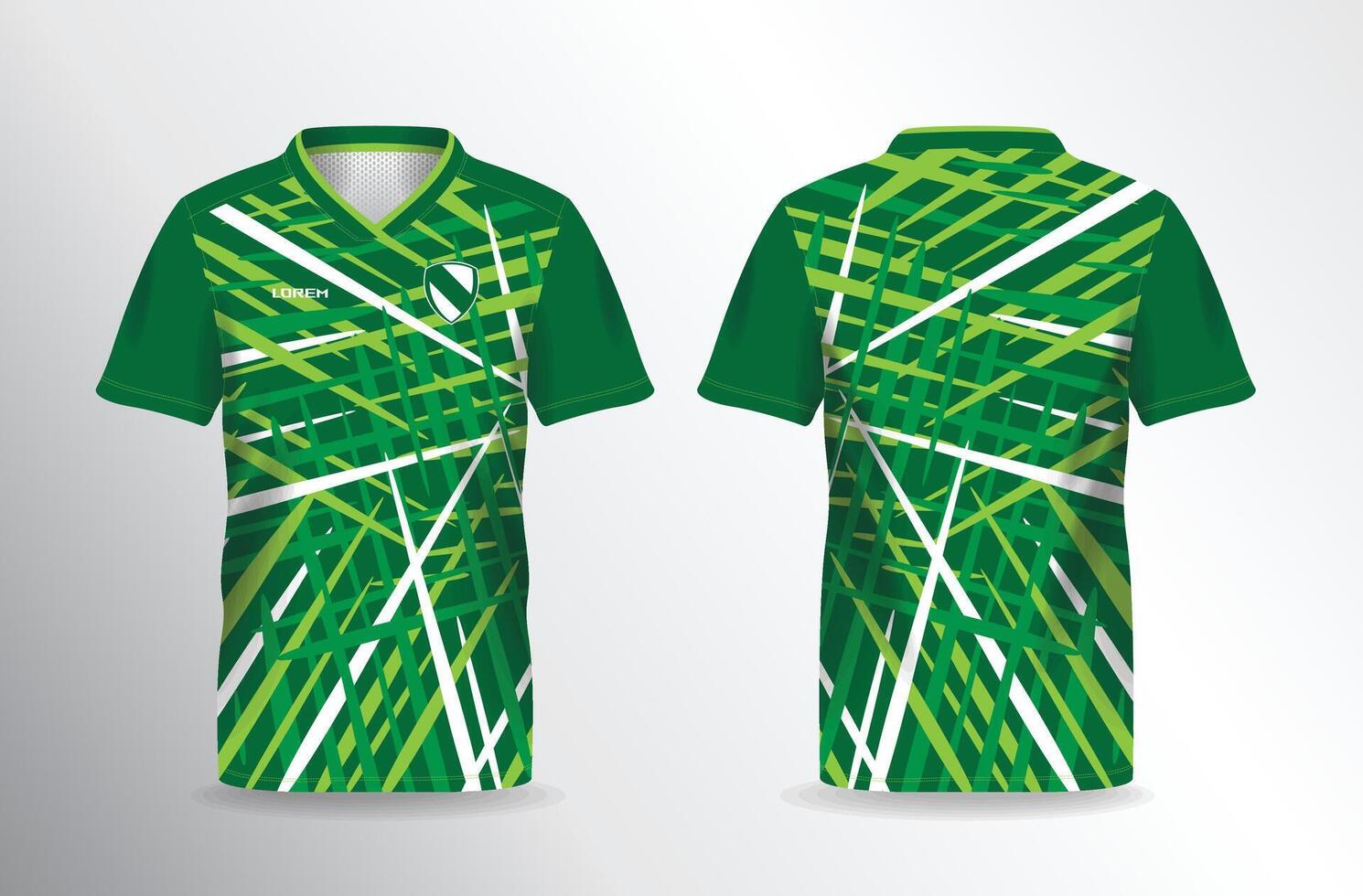 Green soccer jersey template, front and back view vector