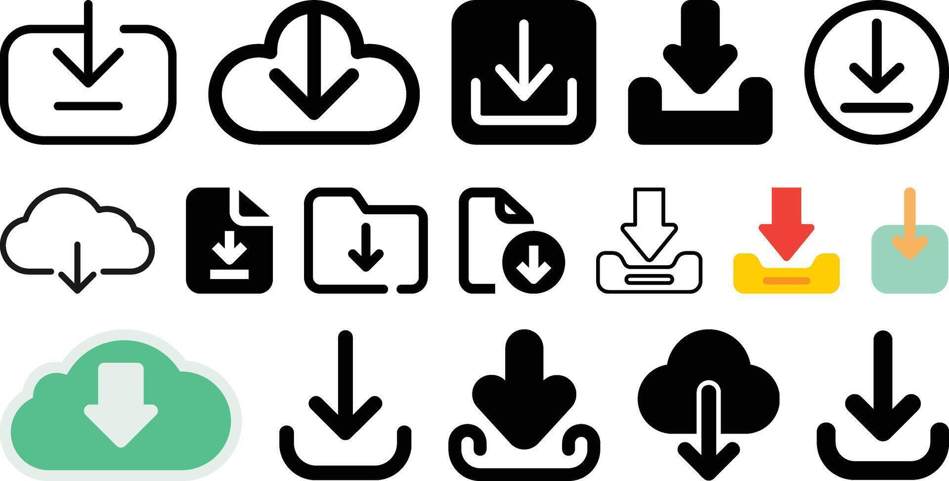 Download files icon set collection design vector