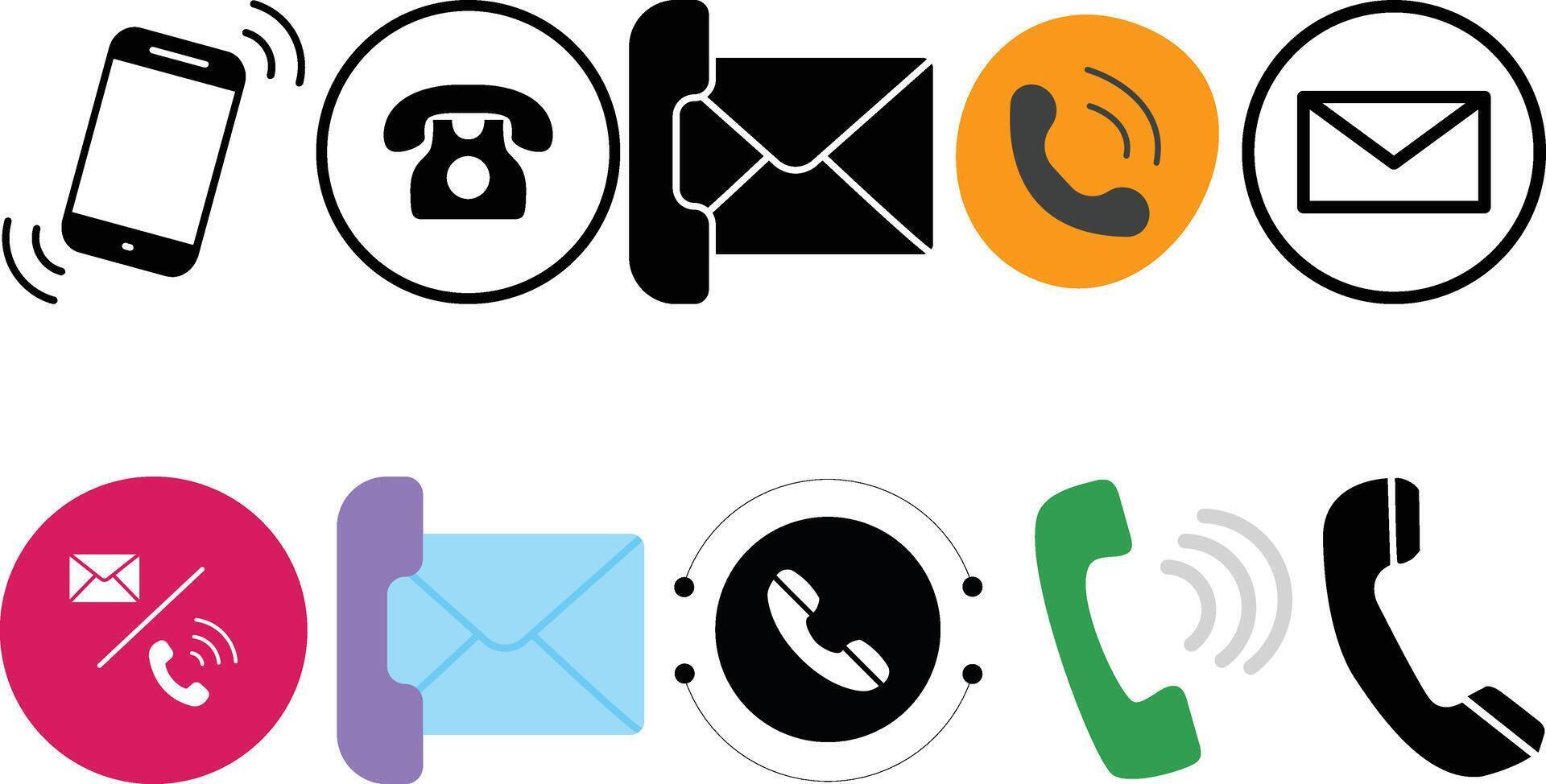Communication of phone and email icon collection vector