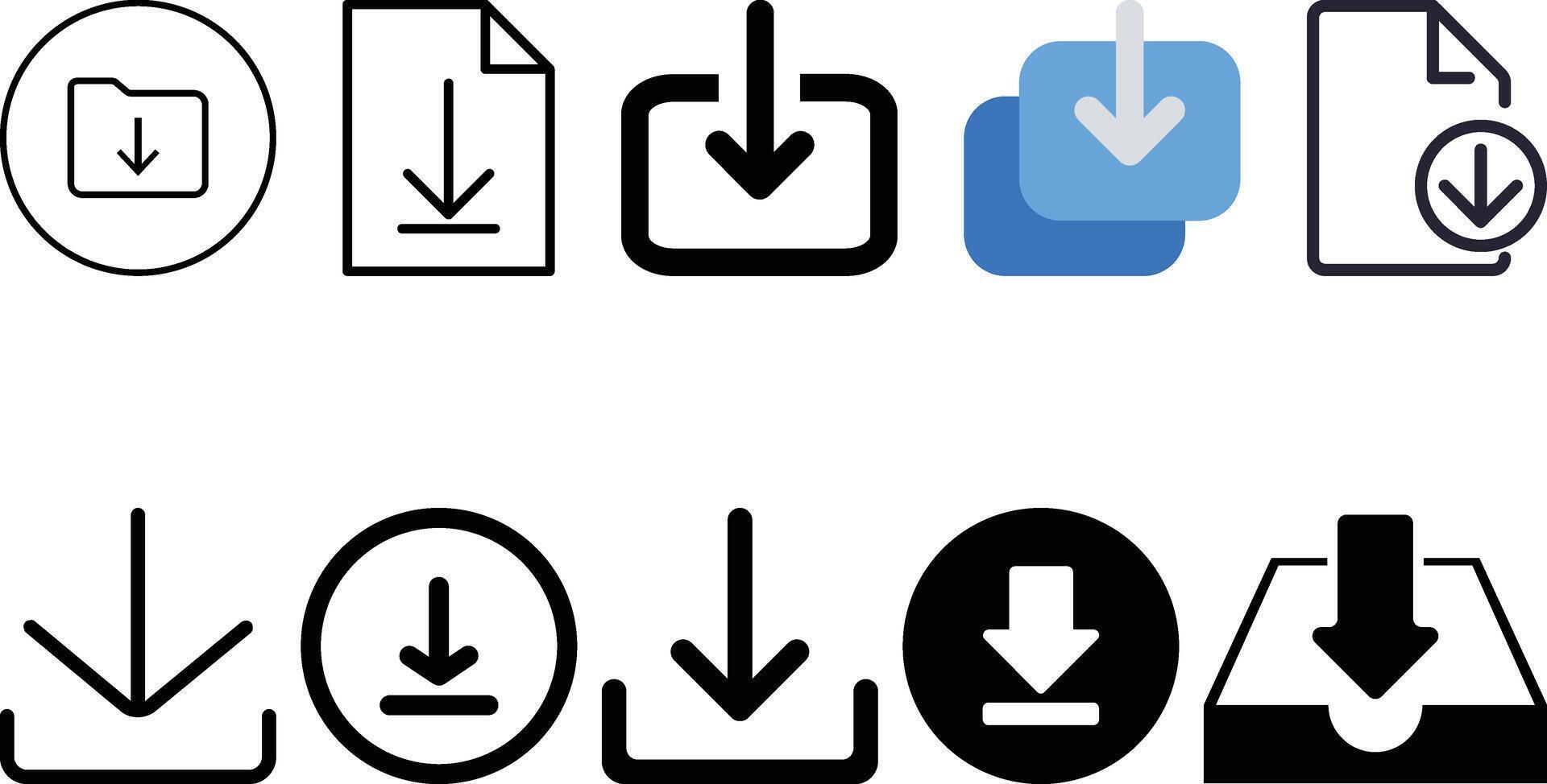 Download files icon set collection vector