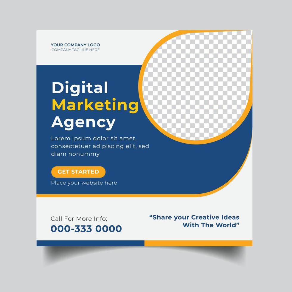 Digital marketing agency social media post design and web banner Editable template. vector