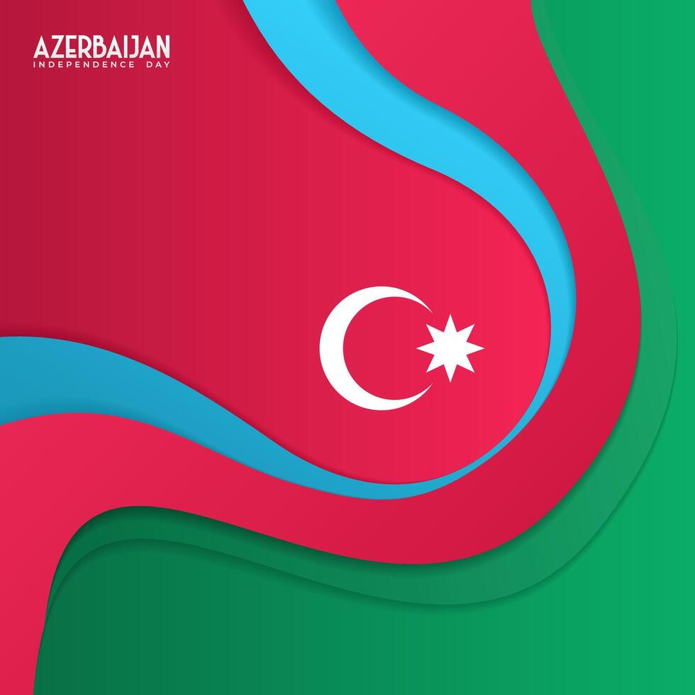 Azerbaijan independence day template design with blue red and green waving color vector