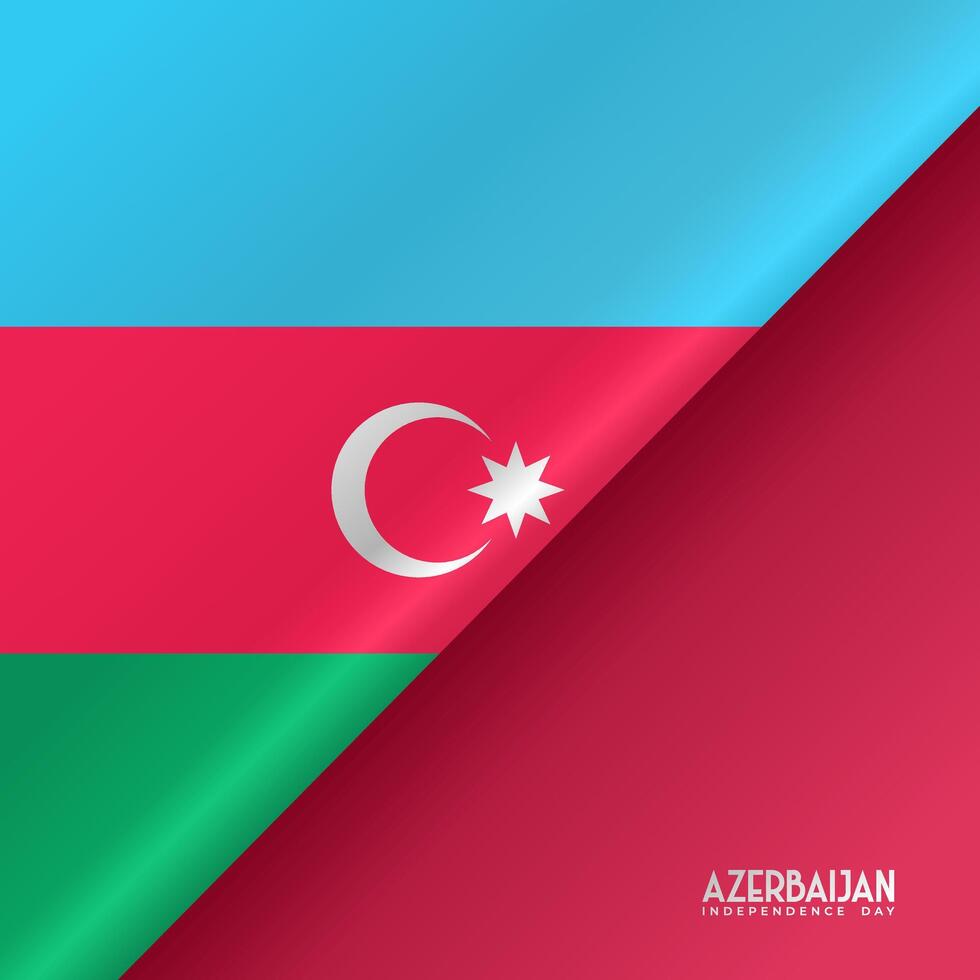 Azerbaijan independence day, with folded azerbaijan flag template design vector