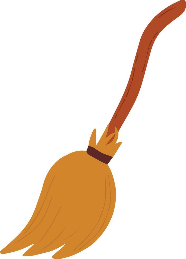 Cartoon image of a witch's broom. Halloween and fun concept. Creepy elements for your design. vector