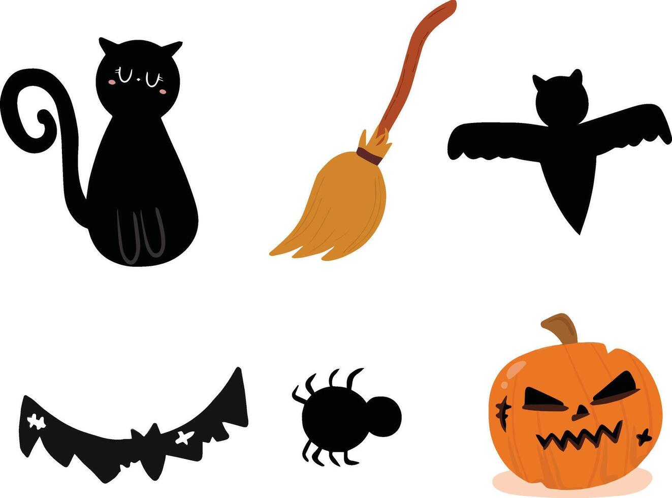 A set of scary items for celebrating Halloween. vector