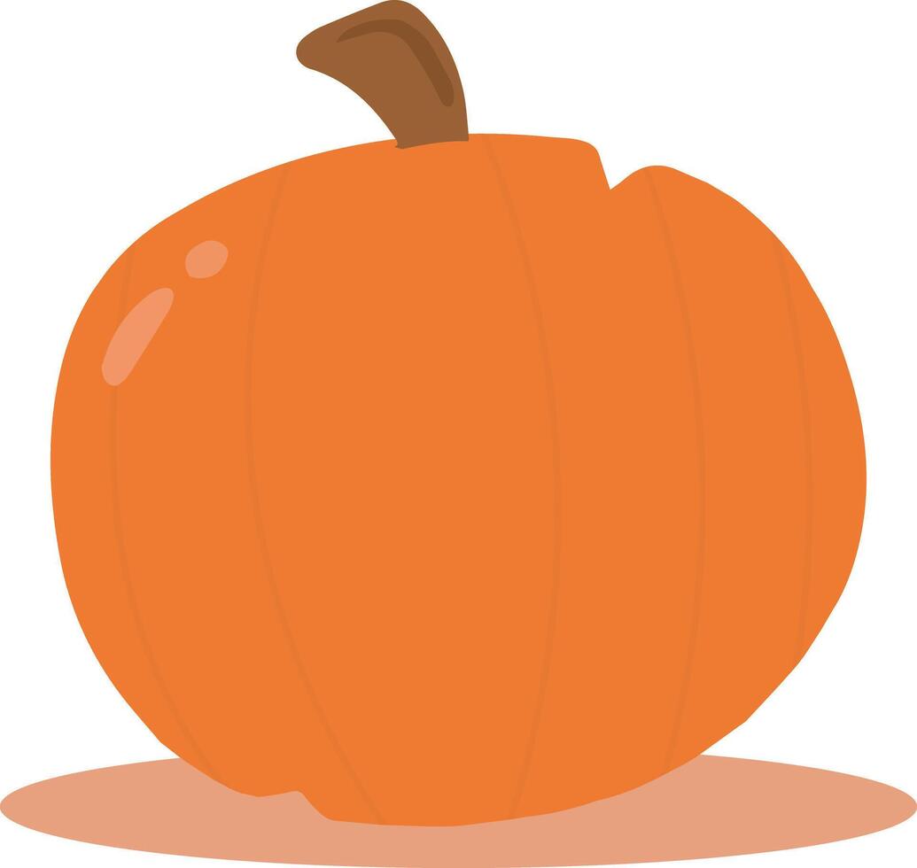 Vegetable pumpkin. Autumn pumpkin symbol for Halloween or Thanksgiving. Flat design. Orange pumpkin silhouette on white background. vector