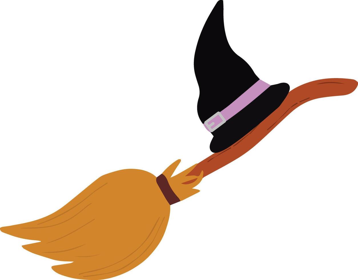 cartoon image of a witch's broom. Halloween and fun concept. Creepy elements for your design. vector