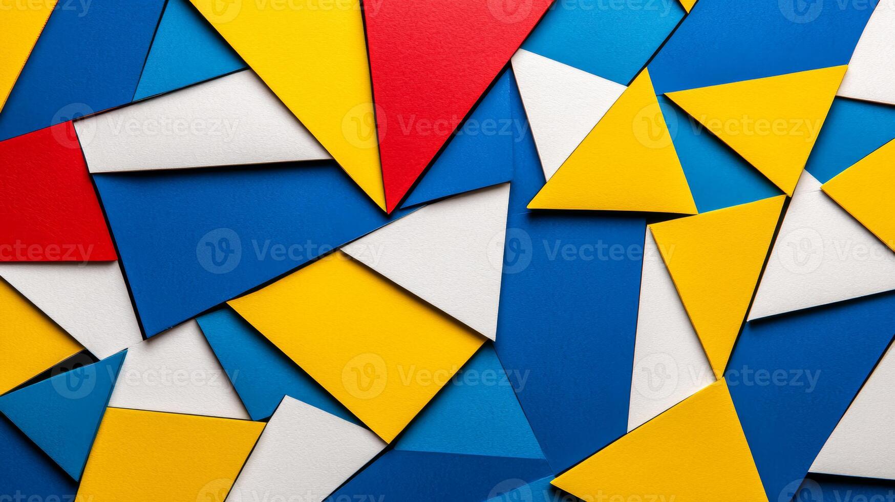 Geometric paper collage in primary colors with sharp lines and subtle textures photo