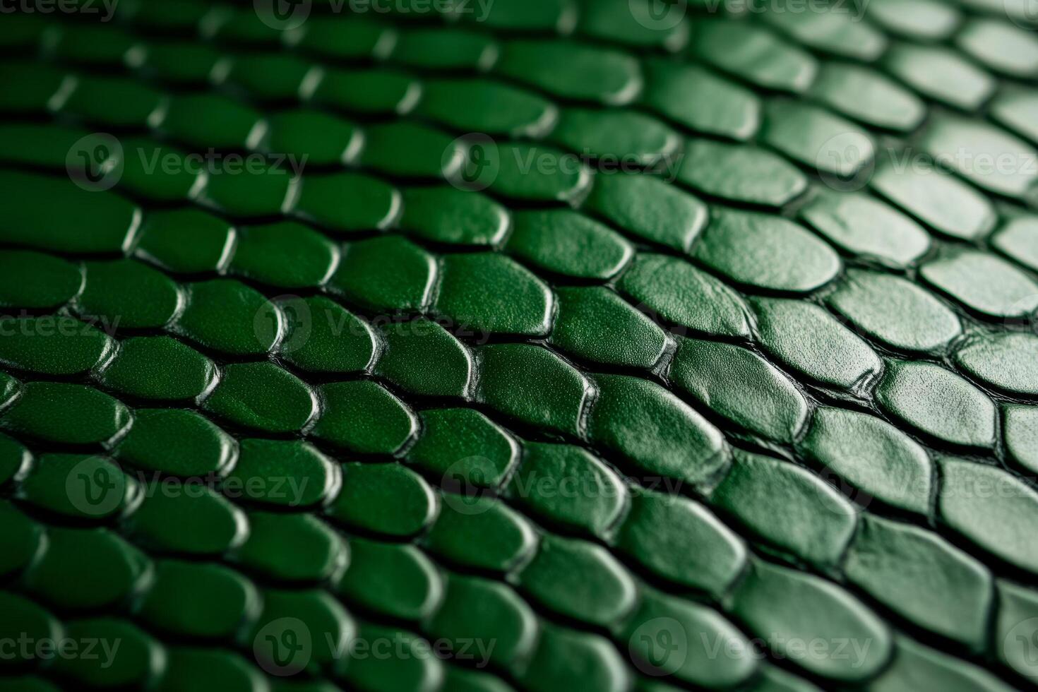 Closeup of snake leather texture in dark green fine scales with subtle shine and intricate pattern photo