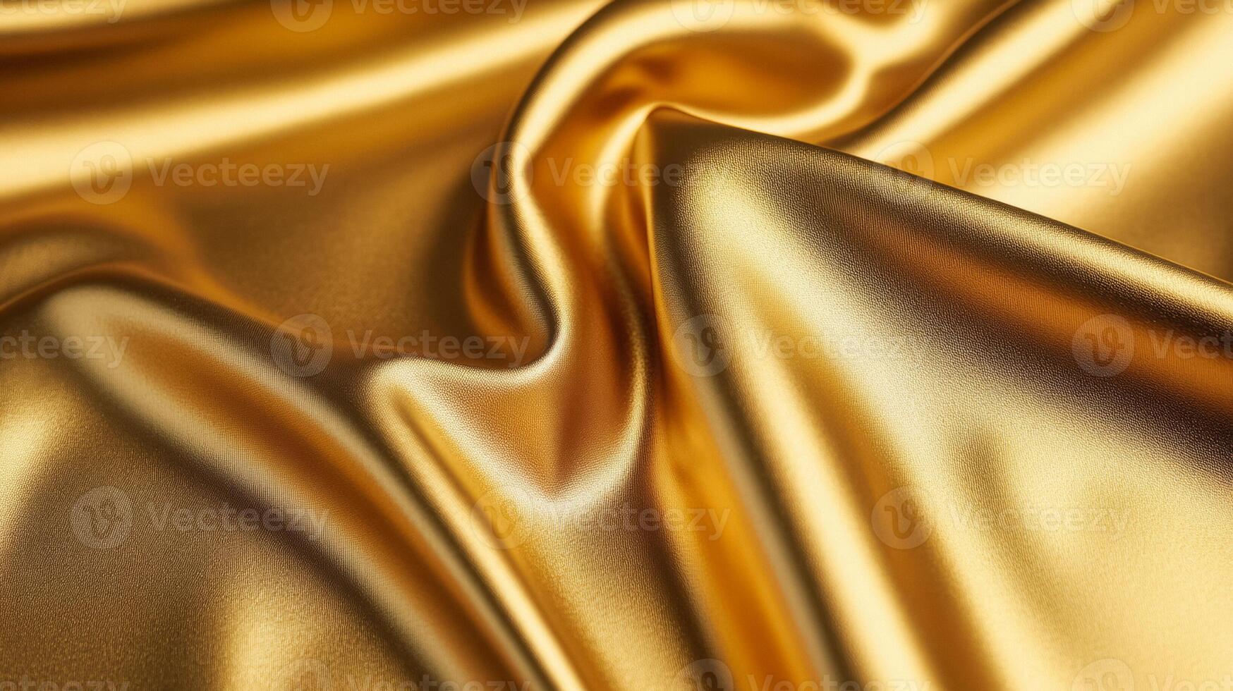Macro of gold leather with a metallic sheen and smooth texture reflecting light in shimmering patterns photo
