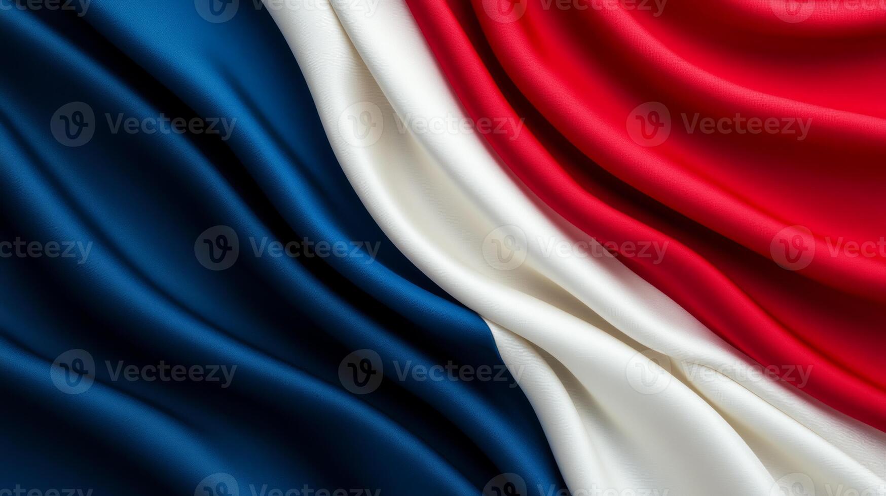 Bold red white and blue fabric flowing in waves with a glossy texture abstract luxury background for patriotic holidays like Independence Day sleek and celebratory photo