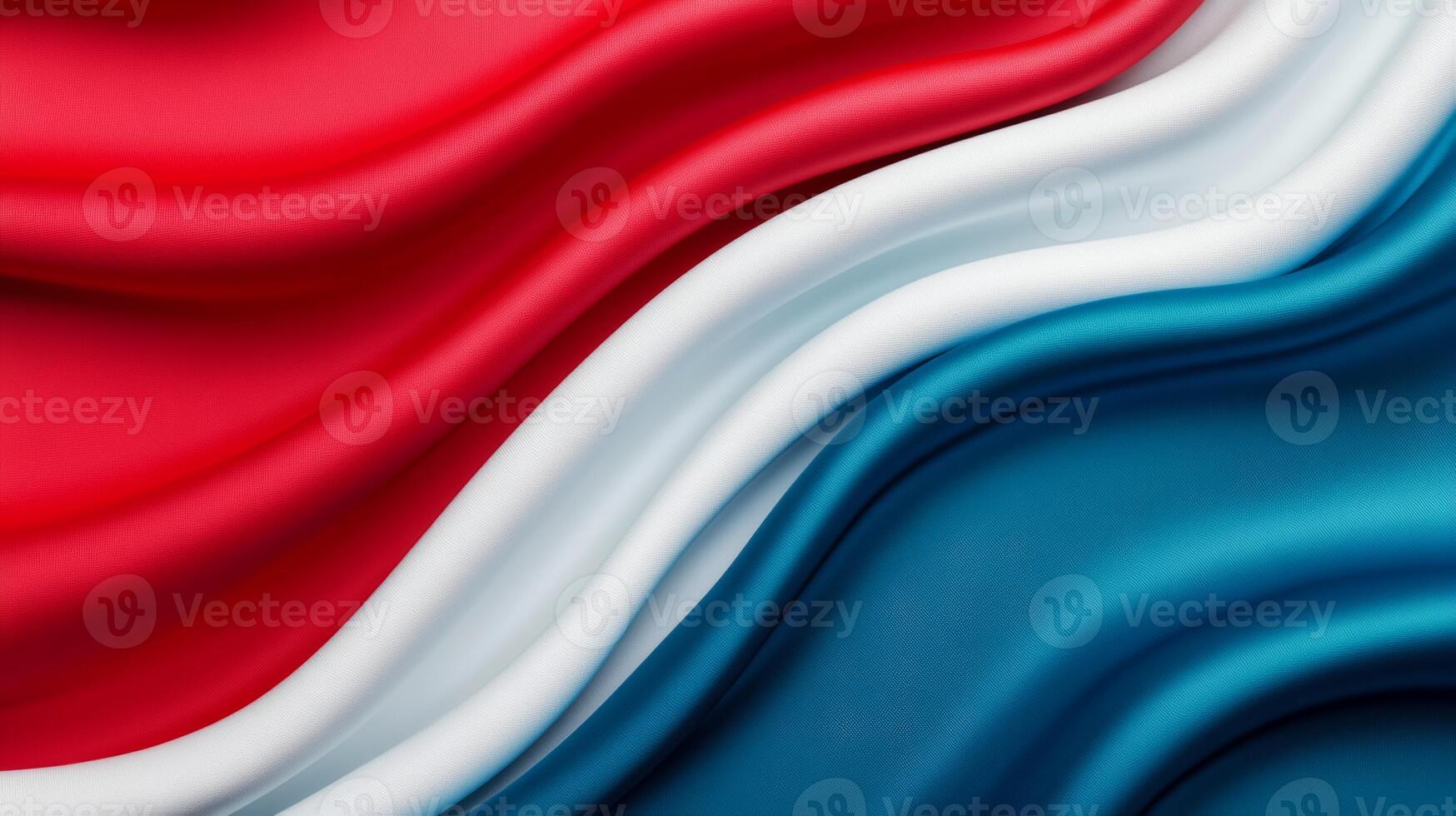 Bold red white and blue fabric flowing in waves with a glossy texture abstract luxury background for patriotic holidays like Independence Day sleek and celebratory photo