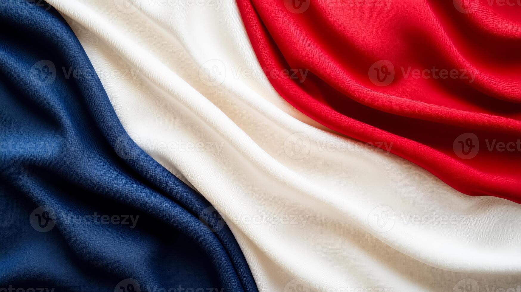 Bold red white and blue fabric flowing in waves with a glossy texture abstract luxury background for patriotic holidays like Independence Day sleek and celebratory photo