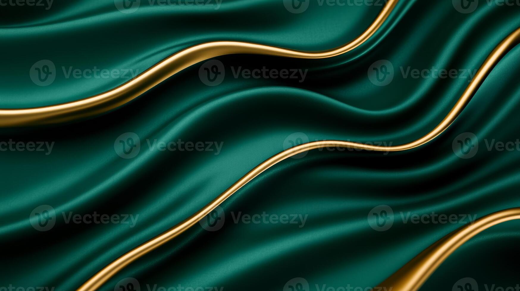 Dark green and gold velvet intertwined in fluid curves elegant abstract background for Teachers Day rich texture symbolizing knowledge and guidance photo