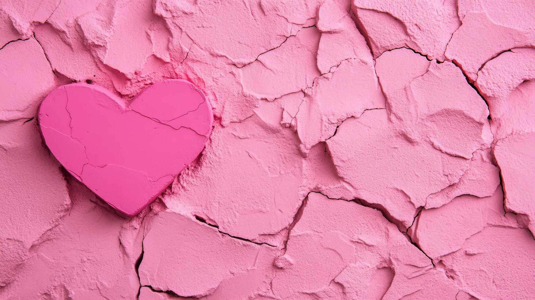 Rough grainy stone wall texture in vibrant pink and soft pastels inspired by Valentines Day warm and romantic color palette with subtle heart shaped scratches abstract love theme photo