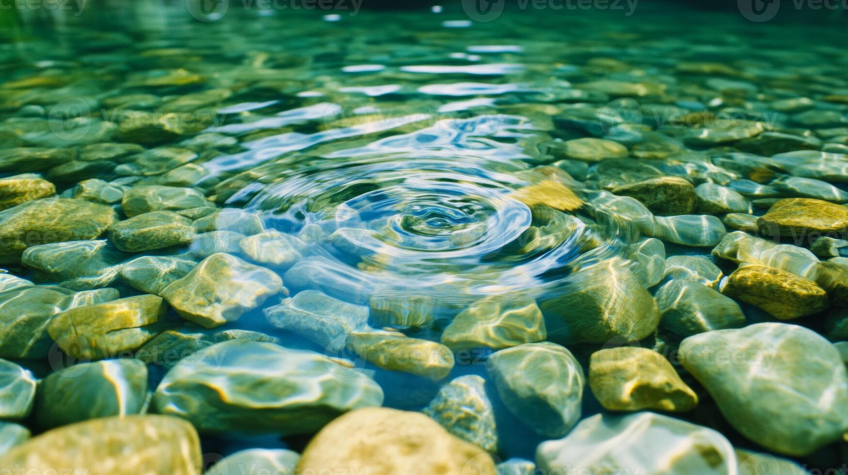 Close up of small whirlpools forming in a clear mountain stream photo