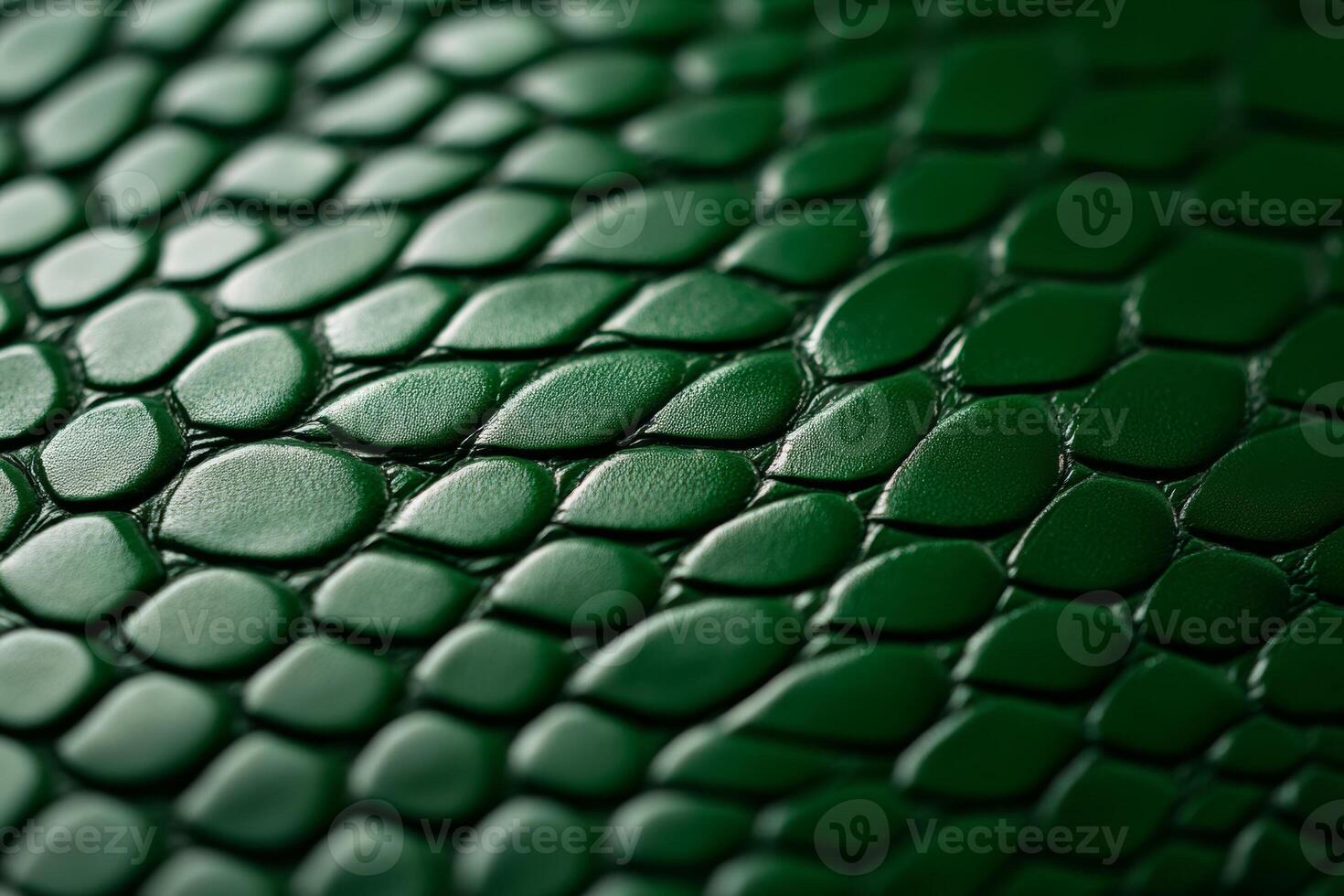 Closeup of snake leather texture in dark green fine scales with subtle shine and intricate pattern photo