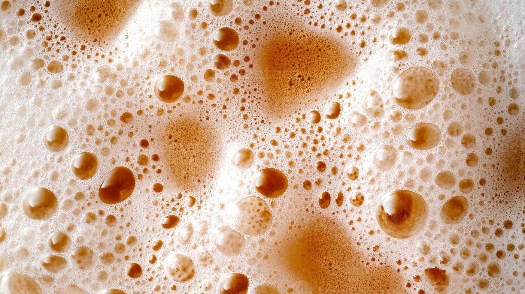 Detailed close up of an Oktoberfest beer stein overflowing with foam showing rich golden hues and bubbles photo