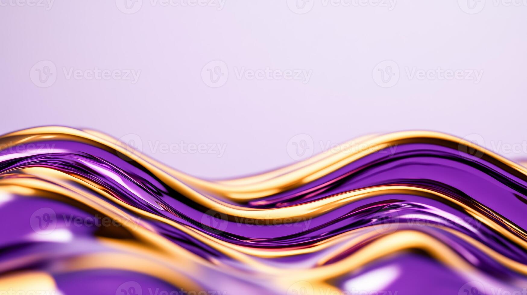 Extreme close up of dynamic liquid waves in lavender and gold hues blending softly photo