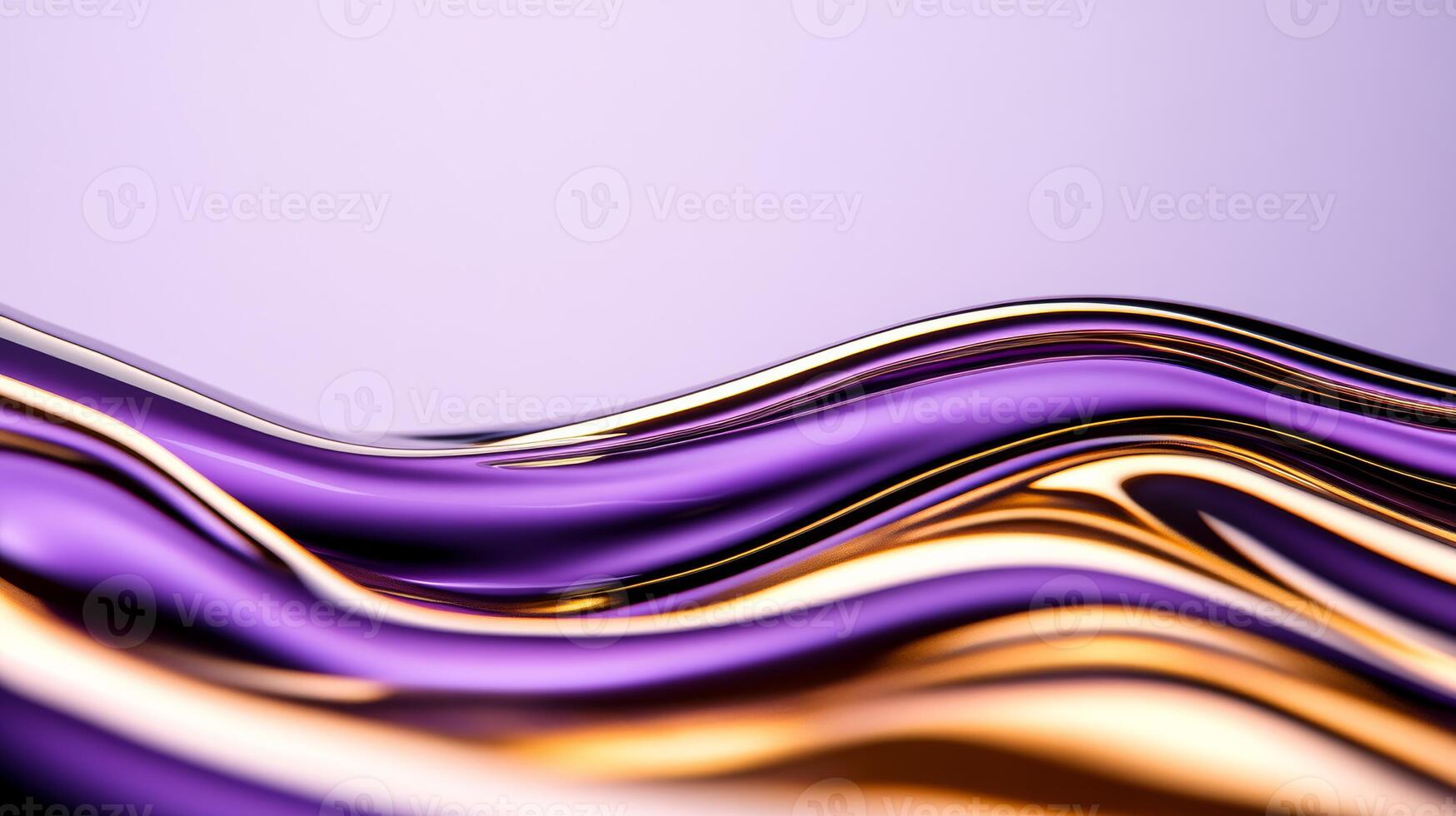 Extreme close up of dynamic liquid waves in lavender and gold hues blending softly photo