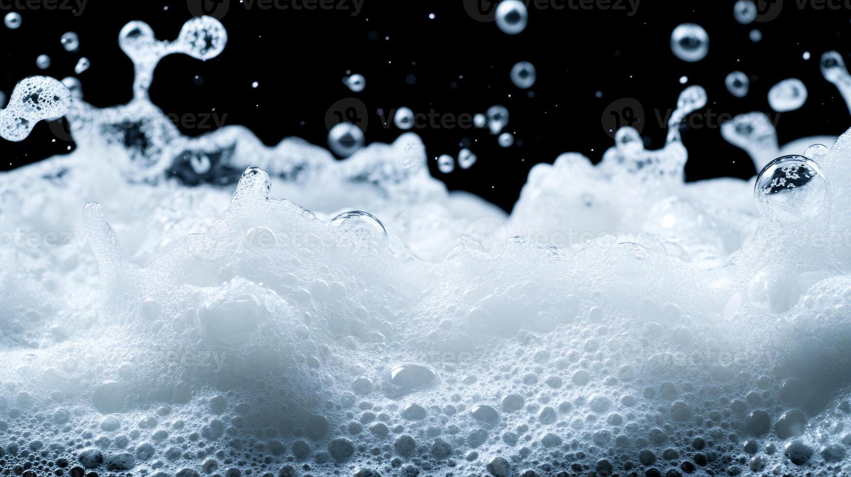 Extreme close up of ocean wave foam with intricate bubbles and swirls photo