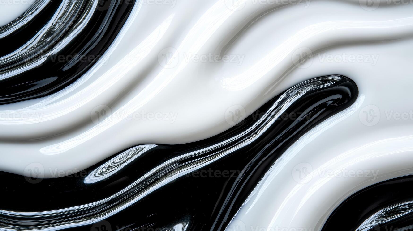 Macro of liquid color waves in black and white ink clashing in a dramatic pattern photo