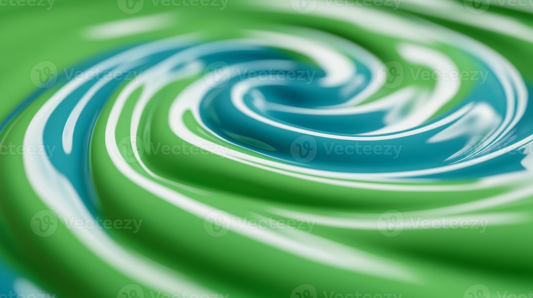 Macro shot of liquid waves in contrasting electric blue and neon green swirling together photo