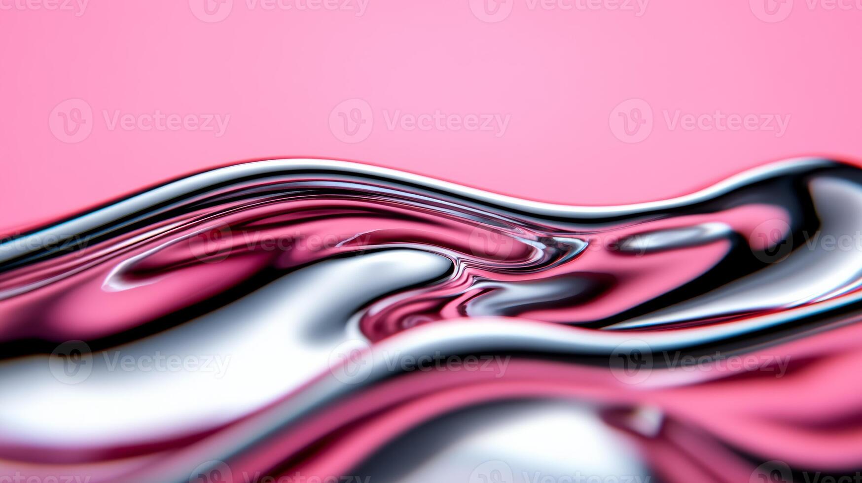 Macro shot of liquid waves with pearlescent pink and silver tones flowing harmoniously photo