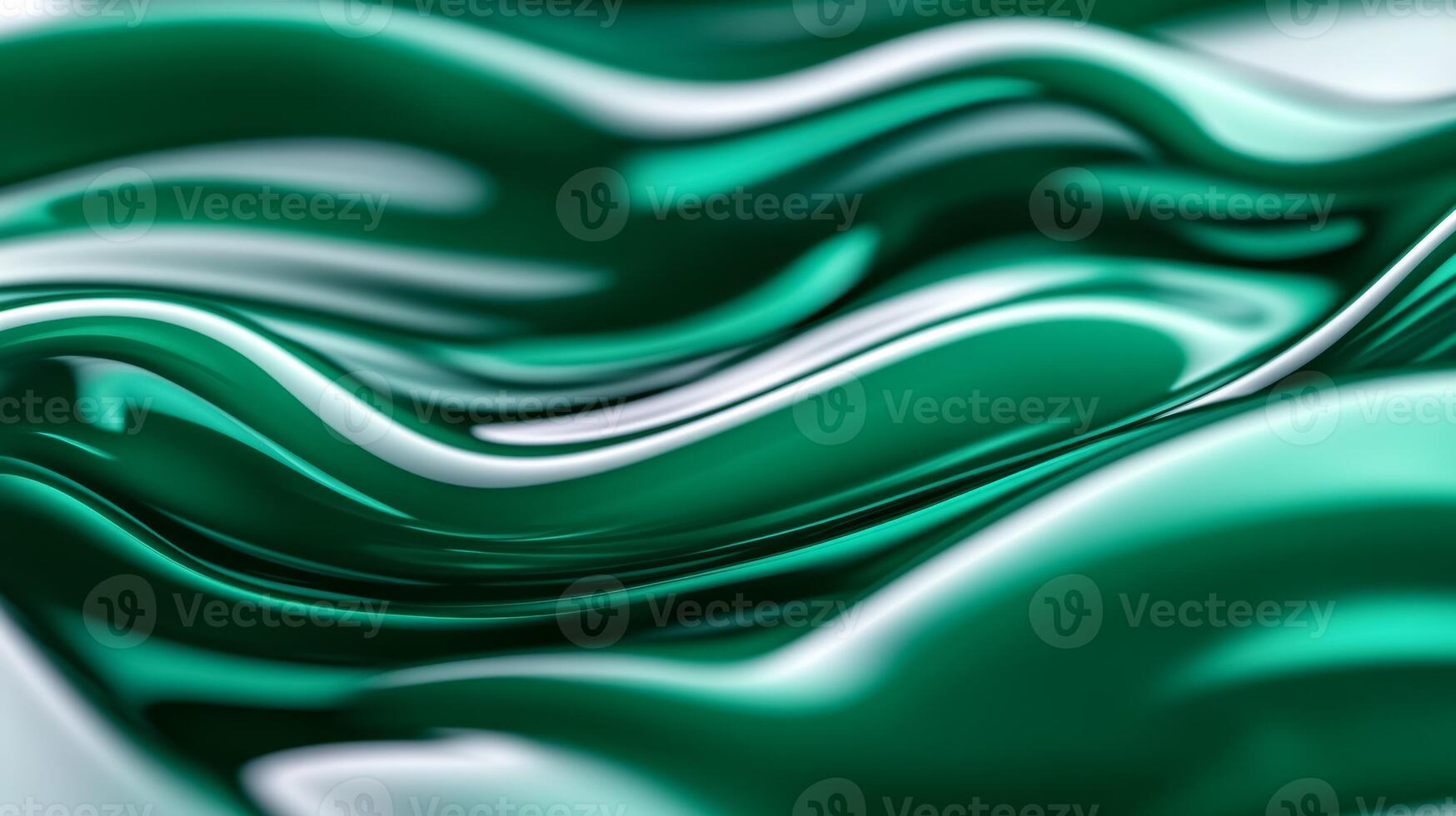 Magnified view of emerald and sapphire liquid waves merging with a smooth gradient effect photo