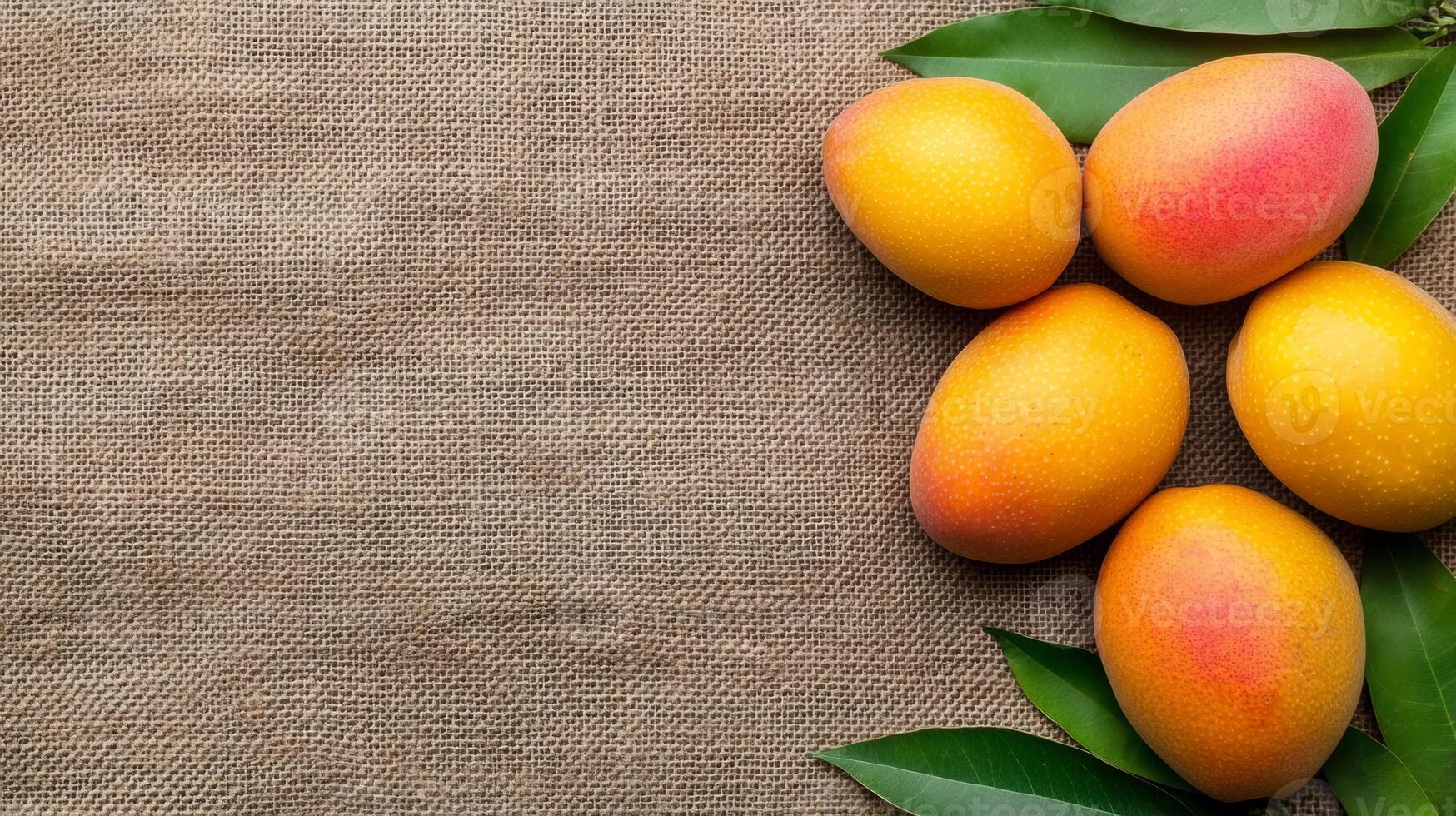 Mangoes on a sackcloth background photo