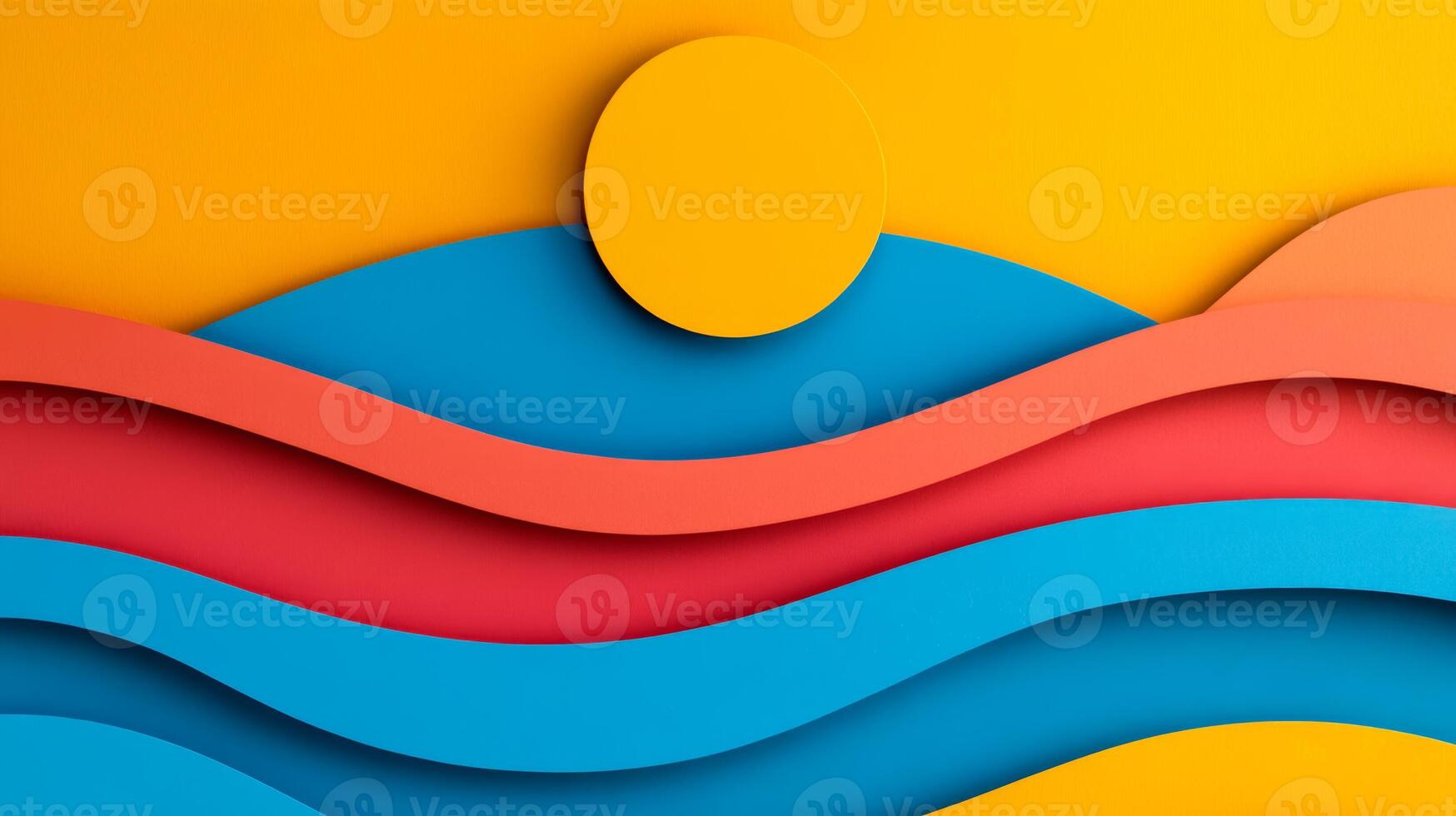 Dynamic abstract paper design with bright geometric shapes and flowing lines on a contrasting background photo