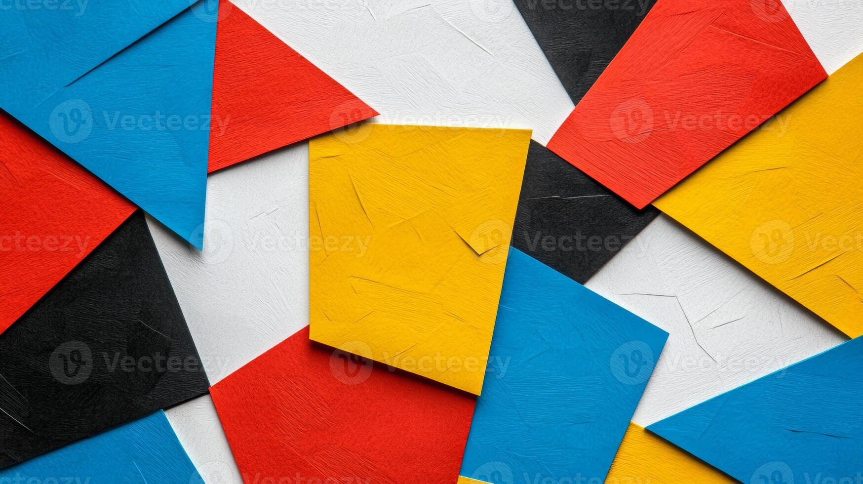 Geometric paper collage in primary colors with sharp lines and subtle textures photo